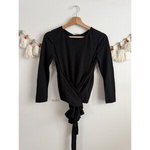 MM. Lafleur The Walker Top Knit Crepe Black Wrap Modest Whimsigoth Careerwear XS